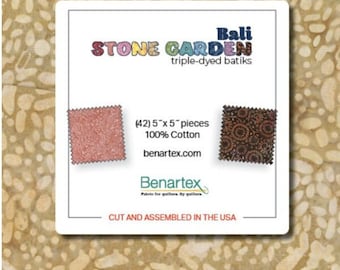 Charm Pack Batik Benartex Bali Stone Garden - Triple-Dyed Batiks - 42 Stk  5" x 5" - asc200g