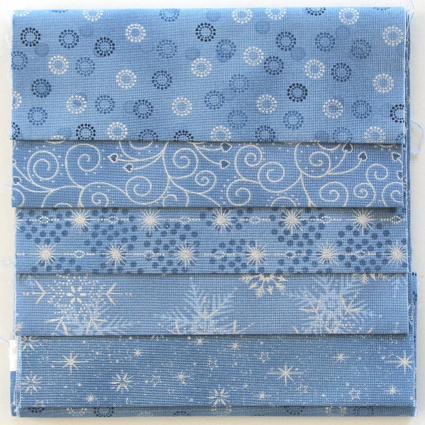 Stoffpaket Weihnachten STOF 'Frosty Snowflake' - 5 Stk 15 cm x 55 cm - a845