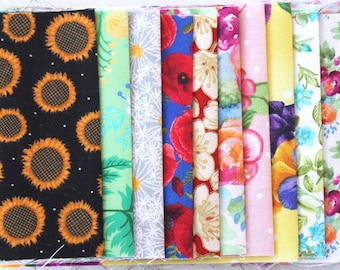 Paquete de telas florales que contiene 10 telas de patchwork hechas de 100% algodón, 10 cm de ancho/55 cm de largo - asp-326