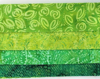 Batik fabric package FQB Fat Quarter Bundle green - 4 FQ /4 x 50 cm x 55 cm) fqb287