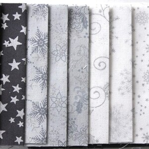 Stoffpaket Weihnachten Silber - 10 Stk 10 cm x 55 cm -a807