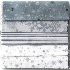 Stoffpaket Weihnachten Silber - 5 Stk 15 cm x 55 cm - a808