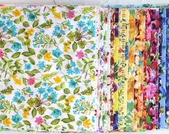 Pack de telas de flores con 30 telas patchwork 100% algodón en 15 cm x 15 cm - asp-300