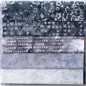 Stoffpaket Batikstoffe grau - 5 Stoffe à 15 cm x 55 cm - asp289