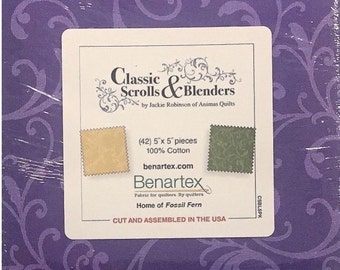 Charm Pack Benartex - Classic Scrolls & Blenders -  Jackie Robinson -  42 Stk  5" x 5" - asc241g