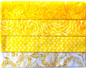 Lote de telas batik amarillas - FQB Fat Quarter Bundle - 4 FQ - 4 telas (50 cm x 55 cm cada una) fqb280