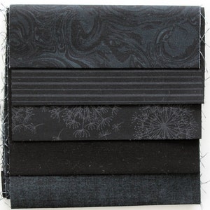 Pack of black fabrics with 5 patchwork fabrics made from 100% cotton, 15 cm wide and 55 cm long - asp-109g