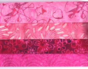 Paquete de tela batik FQB Fat Quarter Bundle rosa - 4 FQ /4 x 50 cm x 55 cm) fqb283