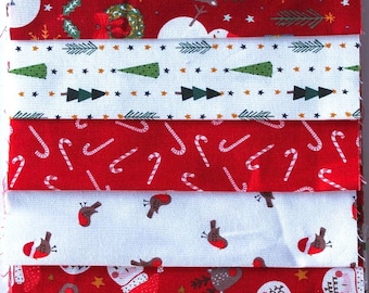 Paquete de telas navideñas 'Christmas Lane' de RJR Fabrics - Paquete Fat Quarter - 5 telas de 50 cm x 55 cm cada una - afqb-005