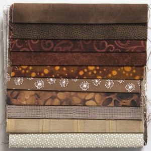 Fabric package brown with 10 patchwork fabrics made of 100% cotton in 15 cm width/55 cm length - asp-094
