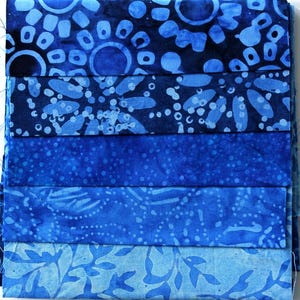 Stoffpaket Batikstoffe blau - 5 Stoffe à 15 cm x 55 cm - asp284