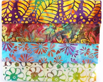 Paquete de telas batik coloridas/multicolor - FQB Fat Quarter Bundle - 4 FQ - 4 telas cada una de 50 cm x 55 cm fqb290