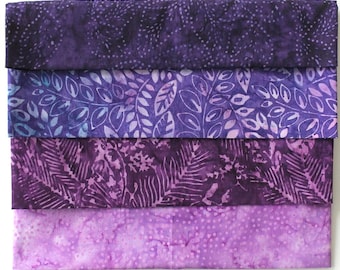 Paquete de tela batik, morado, FQB Paquete Fat Quarter - 4 FQ - 4 telas, cada una de 50 cm x 55 cm, fqb285
