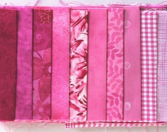Stoffpäckchen pink mit 10 Patchworkstoffen aus 100% Baumwolle in 10 cm Breite/55 cm Länge -  asp-041