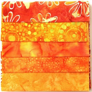 Stoffpaket Batikstoffe orange - 5 Stoffe à 15 cm x 55 cm - asp281