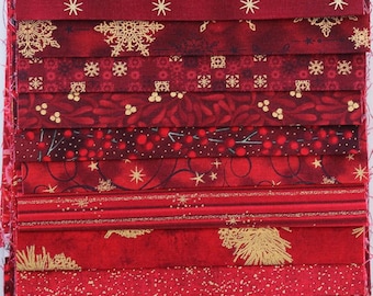 Paquete de tela Navidad roja - 10 piezas 15 cm x 55 cm - a816