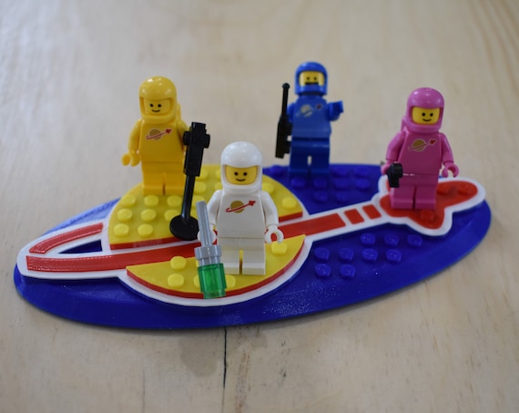 Classic Space Logo Building Block Compatible Minifigure Display Display ONLY