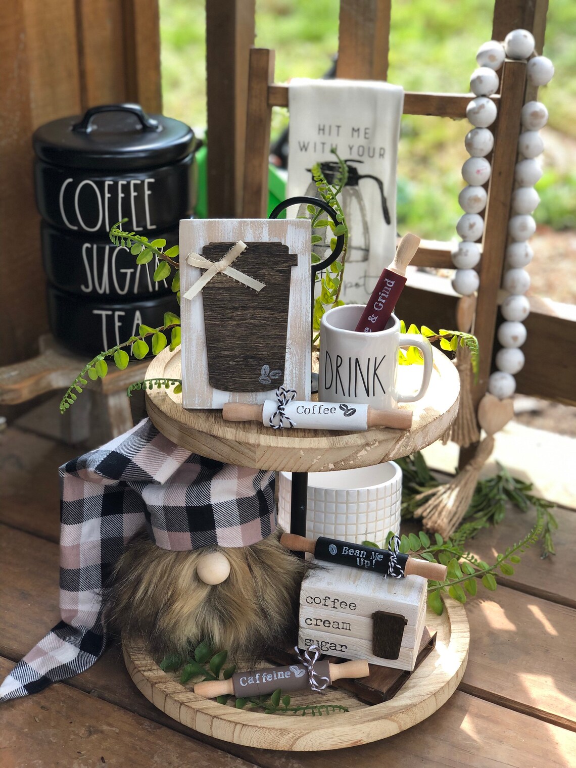 Coffee Themed Tiered Tray Decor Bundle Mini Wood Coffee Etsy