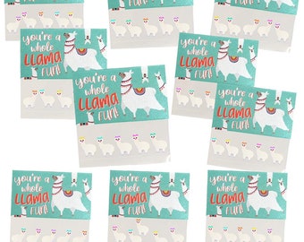 Llama Valentine's Day Cards, School Exchange, 10 Pack