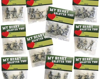 Army Men Valentine's Day Cards, Kids School Exchange, 10 Pack