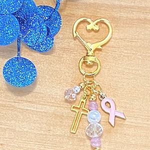 Breast Cancer Purse Charm, Breast Cancer Awareness, Pink Crystal Purse Charm, Pearl Purse Charm, Survivor Purse Charm, gifts for her
