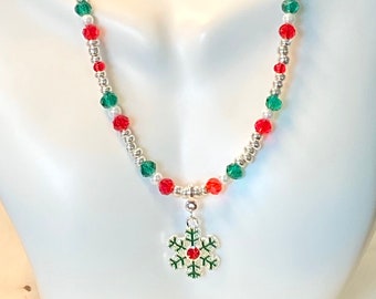 Christmas Necklace Women, Christmas Jewelry, Snowflake Necklace, Christmas Statement Necklace, Holiday Jewelry, Teacher Christmas Gift