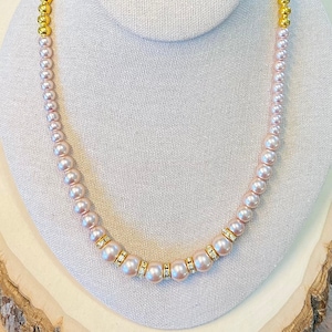Pink Pearl Necklace, Pearl Necklace Women, Pink Necklace Bridal, Birthday Gift, Wedding Jewelry, Gifts for Her