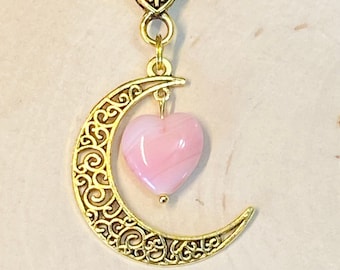 Fascino della borsa della luna crescente, fascino della borsa del cuore rosa, fascino della borsa della luna, fascino della borsa celeste, borsa d'oro Bling, miglior regalo di Natale