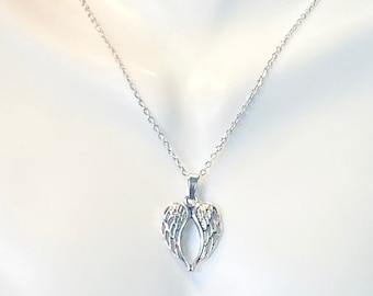 Naszyjnik z podwójnym skrzydłem anioła, srebrny naszyjnik ze skrzydłem anioła, naszyjnik z aniołem stróżem, biżuteria ze skrzydłami anioła, biżuteria pamiątkowa, prezenty dla niej