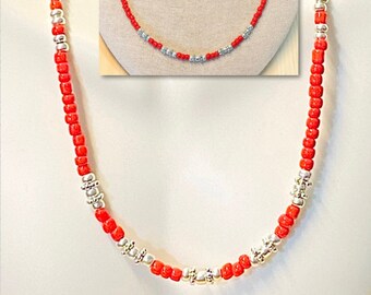 Collar de cuentas rojas mujeres, collar de cuentas rojas, collar de cuentas rojas, joyería de cuentas rojas, joyería Boho, regalos para ella