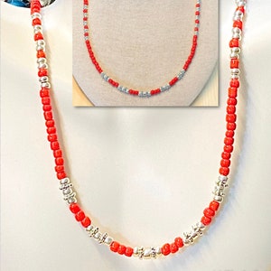Red Bead Necklace Women, Red Beaded Necklace, Red Bead Necklace, Red Beaded Jewelry, Boho Jewelry, Gifts for Her