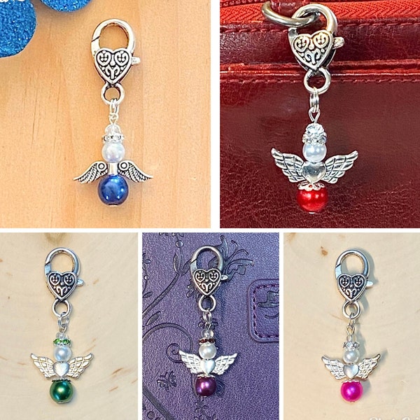 Guardian Angel Purse Charm, Angel Zipper Pull, Angel Purse Charm, Angel Jewelry, Christmas Jewelry, Memorial Jewelry, Angel Charm