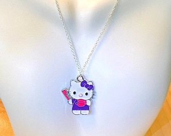 Collar de gato de plata, collar de plata para niñas, collar de gato para niñas, regalo de nieta, regalo de hija