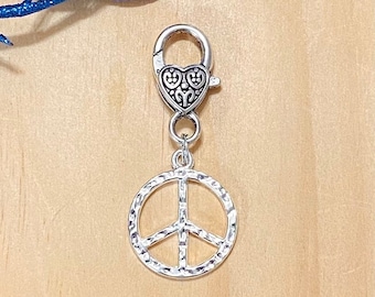 Peace Sign Handbag Charm, Colorful Hippie Purse Charm, Girl Purse Bling, Silver Purse Charm, Pet Collar Charm, Handbag Bling, Pet Gifts