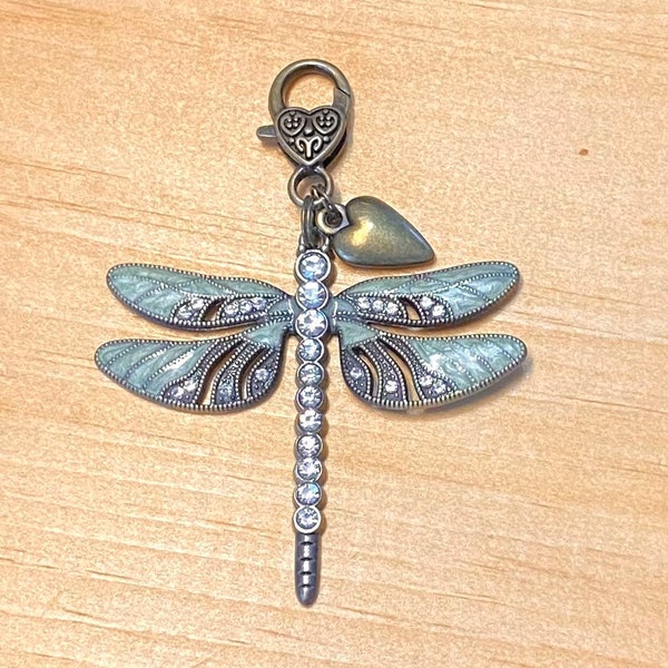 Dragonfly Purse Charm, Crystal Dragonfly Purse Charm, Dragonfly Zipper Pull, Purse Bling, Dragonfly Jewelry, Purse Charms for Handbags