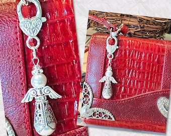 Guardian Angel Purse Charm, Angel Purse Charm, Angel Zipper Pull, Holiday Jewelry, Angel Charm, Memorial Jewelry, Gifts for Her
