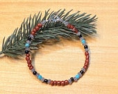 Boho Turquoise Bracelet, Tribal Stacking Bracelet, Southwest Bracelet Women, Southwest look Bracelet, Terra Cotta Beads, Southwest Jewelry