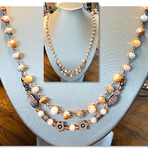 Antique Copper Necklace, Long Boho Style Necklace, Statement Necklace, Long Copper Necklace, Boho Rosary Chain Necklace, Gifts for Her