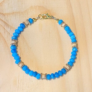 Blue Bead Bracelet, Blue Bead Bracelet Women, Blue Crystal Bracelet, Gifts for her