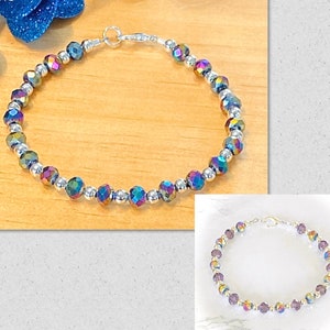 Lila irisierender Kristall Armband, Kristall Armband Lila Töne, Lila Kristall Armband, Kristall Armband Frauen, Statement Armband