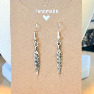 Single Mens Dangle Earring, Mens Silver Feather Earring, Single Earring Men, Symbol Amulet Men, Talisman Dangle