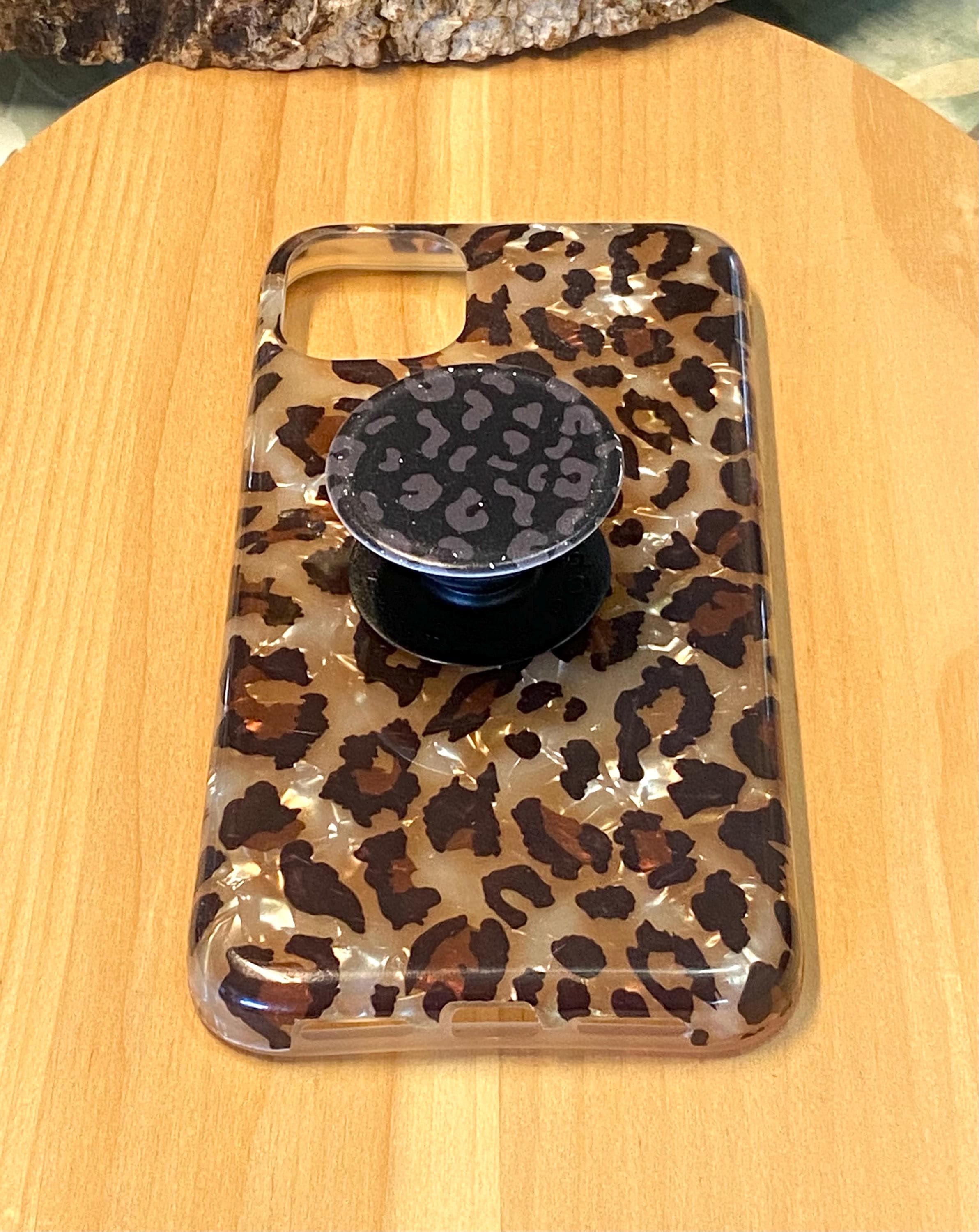 Black Leopard Print Popsocket Cheetah Popgrip Product Animal Print