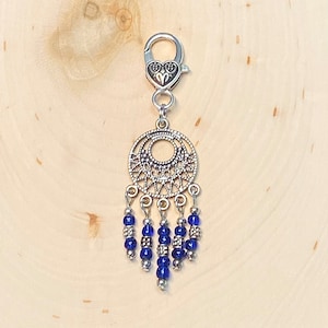 Blue Bead Purse Charm, Western Purse Charm, Blue Chandelier Purse Charm, Chandelier Purse Charm, Silver Purse Charm, Gifts for Her