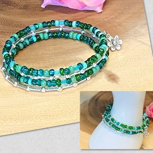 Memory Wire Bracelet, Green Memory Wire Bracelet, Memory Wire Bracelet Boho, Memory Wire Bracelets for Women, Gifts for Her