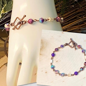 Imperial Jasper Bracelet, Boho Bracelet, Autumn Bracelet, Rosary Style Bead Bracelet, Purple Bead Bracelet, Holiday Jewelry