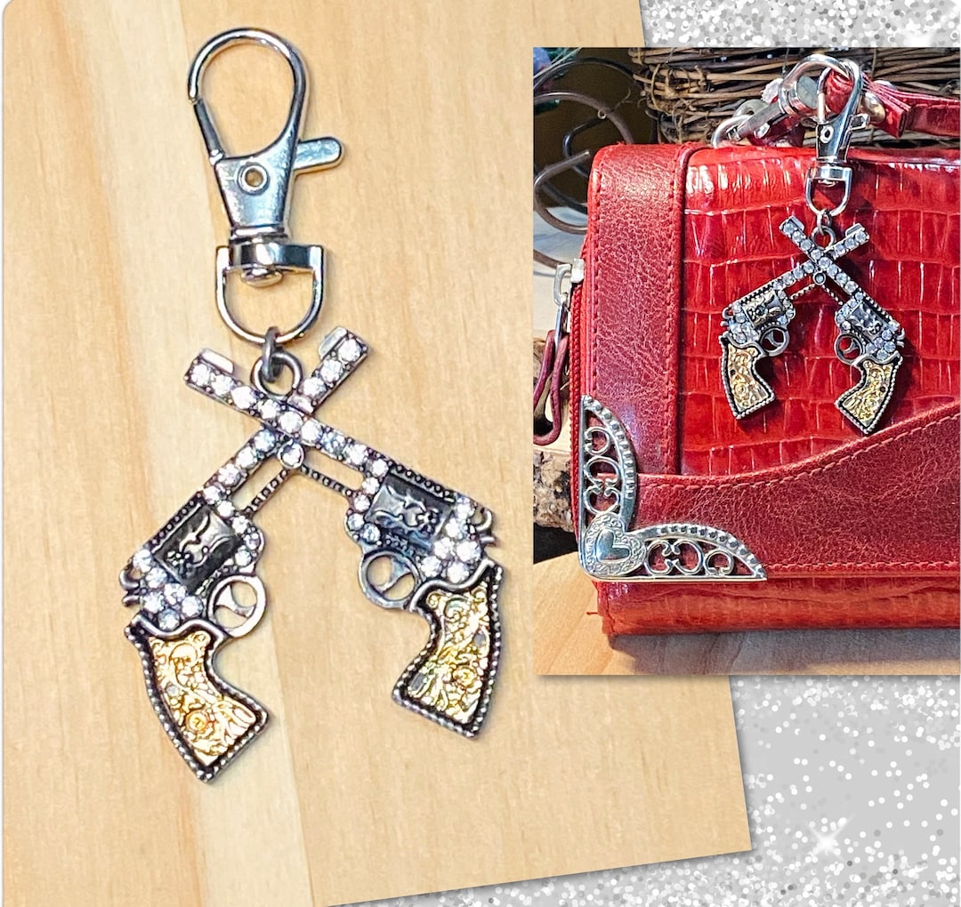 Rhinestone Gun Purse Charm Dueling Pistols Purse Charm Etsy