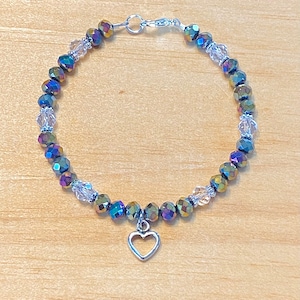Lila Kristall Armband, lila irisierendes Armband, lila Kristall Armband Frauen, Statement Armband, Kristallarmband Frauen