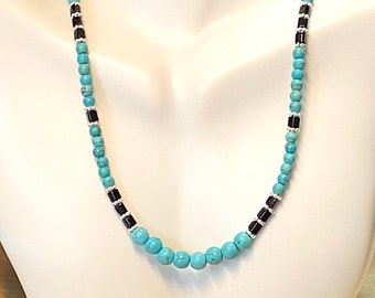 Colar Southwest feminino, pingente turquesa, colar Southwest, joias Southwest para ela, colar preto Southwest, presentes para ela