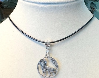 Wolf Cord Necklace, Southwest Necklace Men, Silver Wolf Necklace, Southwest Jewelry, Southwest Necklace Women, Tribal Jewelry