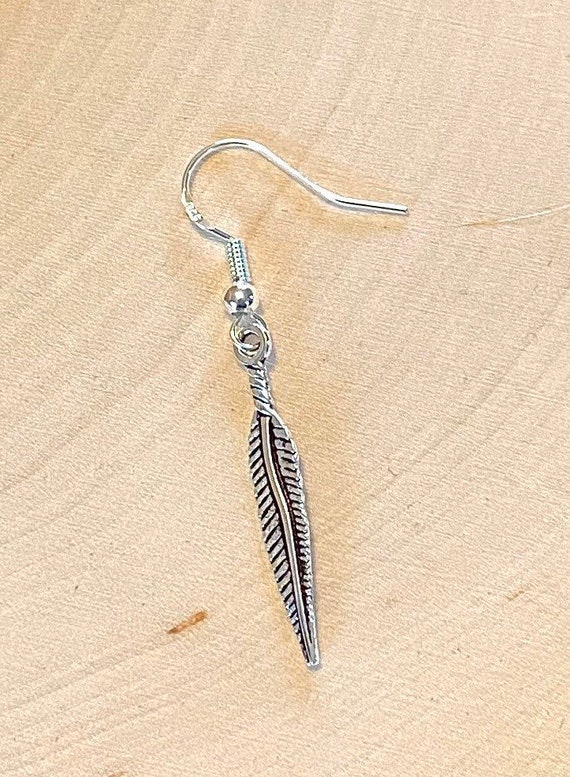 Single Feather Earring Male Single Mens Dangle Earring, Mens